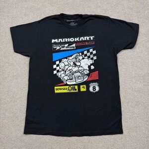 Mario Kart Graphic T Shirt Men's Size L Black Short Sleeve Crew Neck Nintendo
